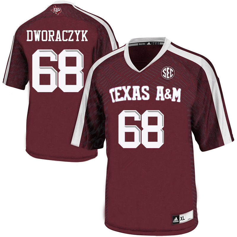 Men #68 Justin Dworaczyk Texas A&M Aggies College Football Jerseys-Maroon - Click Image to Close